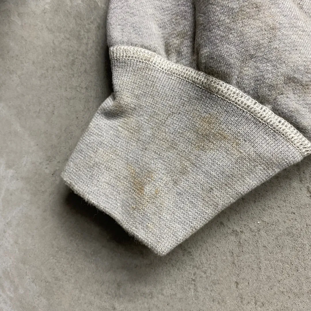 SAINT Mxxxxxx 'FLOWER' CREW NECK SWEAT SHIRTS Floral Distressed Retro Sweatshirt Distressed Gray S-XL Big Factory Four-needle Six-Thread Boneless Stitching Process/Original Horn Sleeve Version Top Printing Process Authentic Level Re-Engraving Garment Washing and Distressing/Hand-worn Graffiti Treatment Original Consistent Fruit Label/Little Angel Anti-Counterfeiting Label